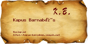 Kapus Barnabás névjegykártya