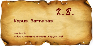 Kapus Barnabás névjegykártya